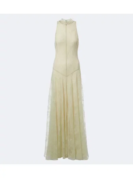 Rochie maxi De La Vali din dantelă cu gât halter verde