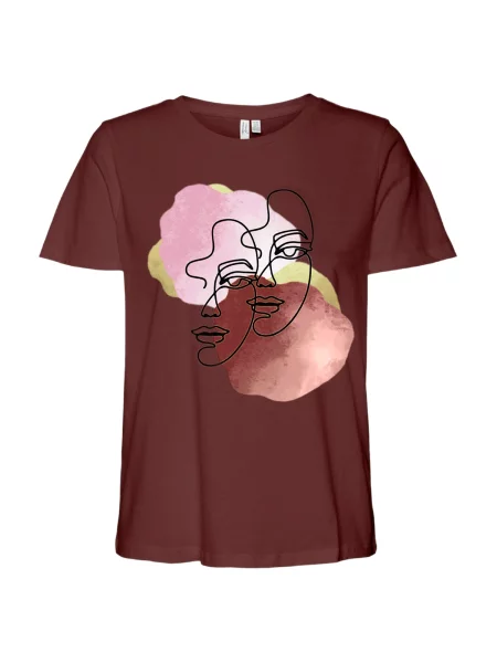 VERO MODA Tricou VMDIFACEY galben deschis / roz / roșu ruginiu negru