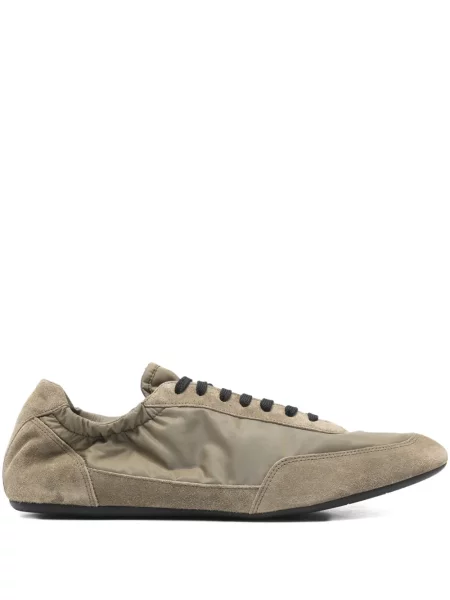 Sneakerși Prada din piele de căprioară verde