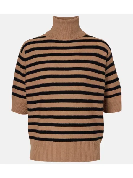 Pulover Jardin Des Orangers de lână cu dungi maro
