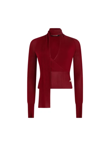 Sweter Roberto Cavalli kopertowy czerwony