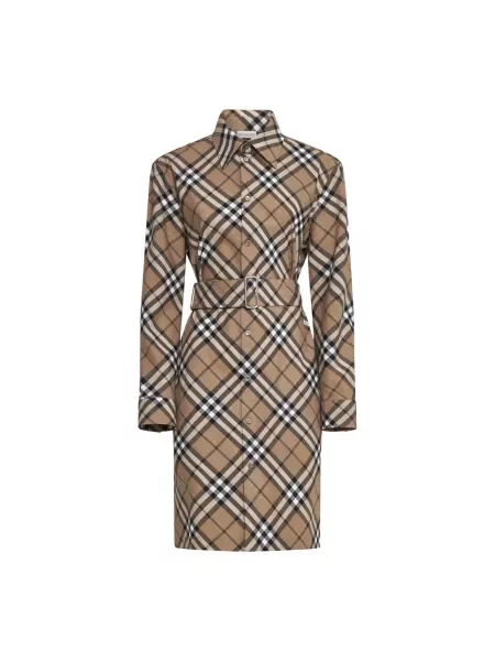 Sukienka Burberry w kratę beżowa