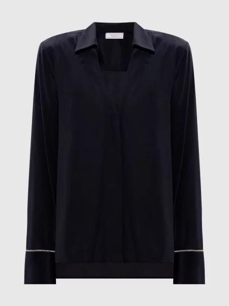 Блуза із шовку з ланцюжком моніль Peserico синя