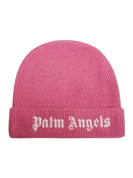 Haftowana czapka Palm Angels prążkowana różowa