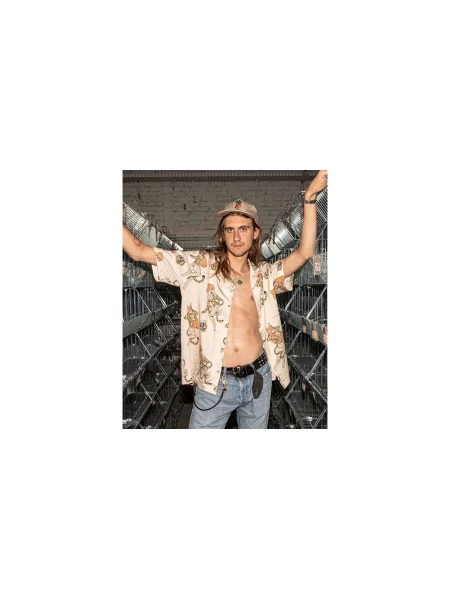 The Dudes Leopard Hawaiian Shirt Mężczyźni Koszula The Dudes Krem Size: XL brązowa