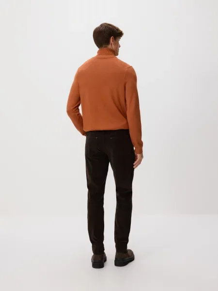 Reserved Вельветові штани slim темно коричневий