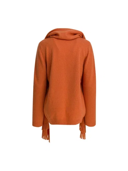 Sweter Sandbeige wełniany pomarańczowy