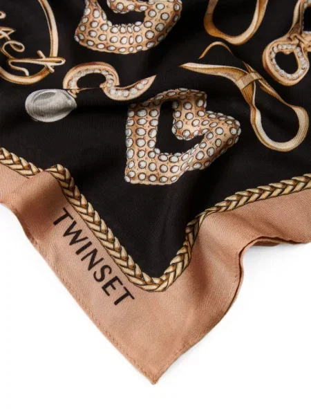 Fular Twinset cu imagine negru