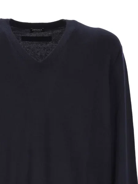 Kašmírový svetr Zegna s výstřihem do v modrý