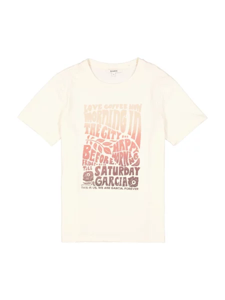 GARCIA Tricou bej / ciocolatiu / roz deschis / murdar alb