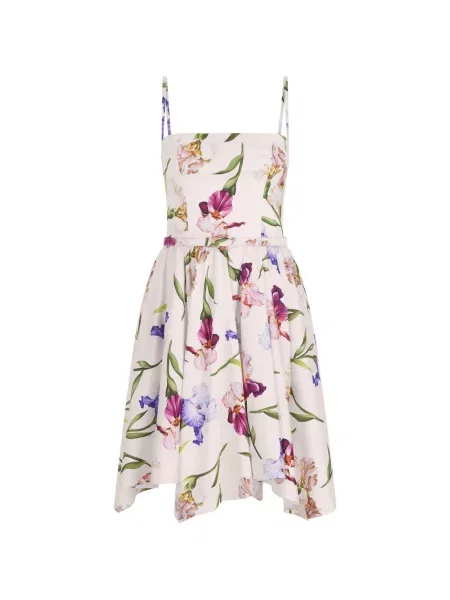 Rochie mini Oscar De La Renta cu model floral cu imagine din poplin