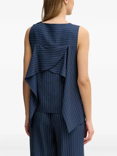 Top Sisley cu volane albastru