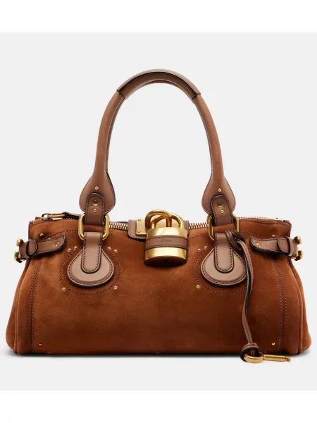 Geantă Chloé din piele de căprioară maro