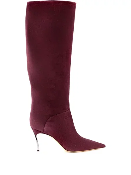 Botine Casadei din piele de căprioară roșu