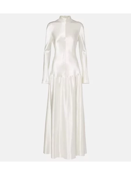 Satynowa maksi sukienka maxi Fforme garniturowa biała