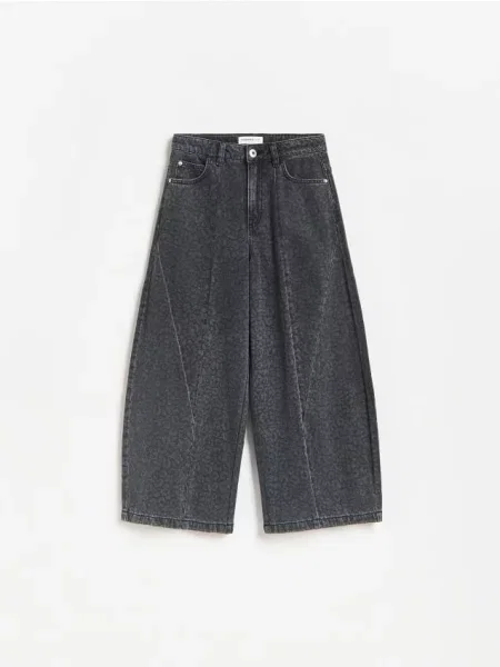 Reserved Джинси baggy wide leg з леопардовим принтом сірий