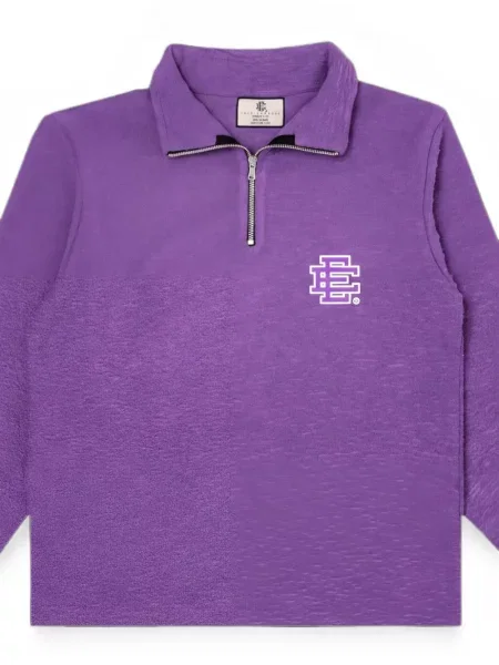 Hanorac cu fermoar Eric Emanuel cu broderie violet