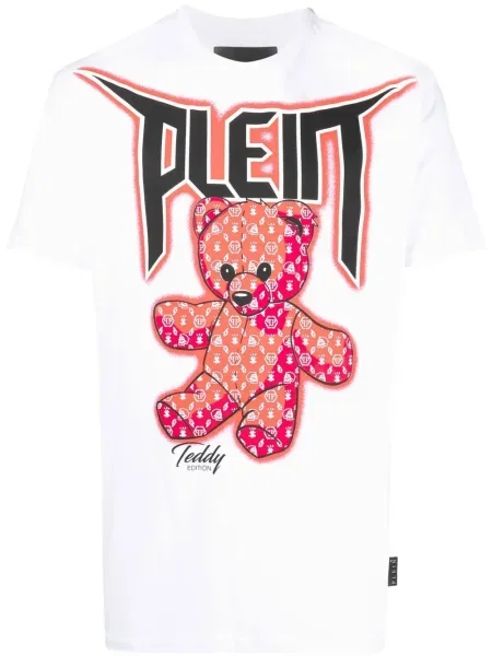 Tricou Philipp Plein cu imagine teddy alb