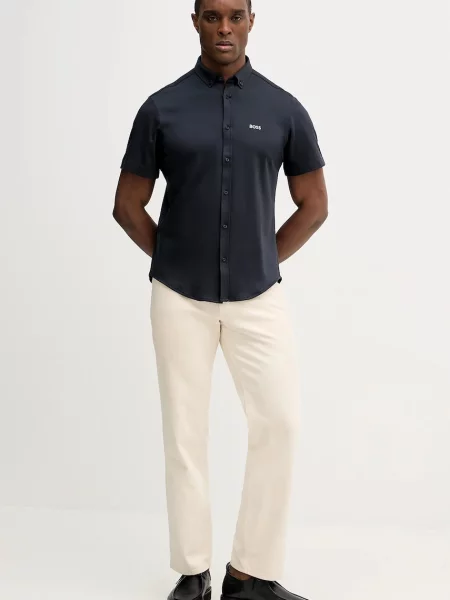 Ошейниковый рубашка Boss Green синяя