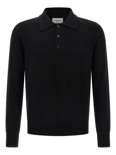 Вълнена поло тениска Saint Laurent черно