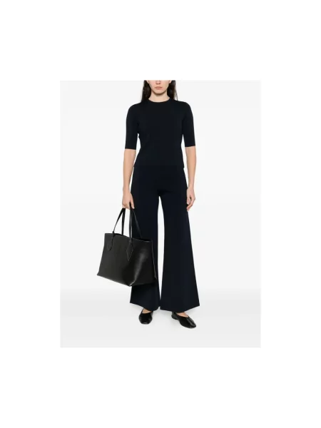 Lniane spodnie Max Mara niebieskie