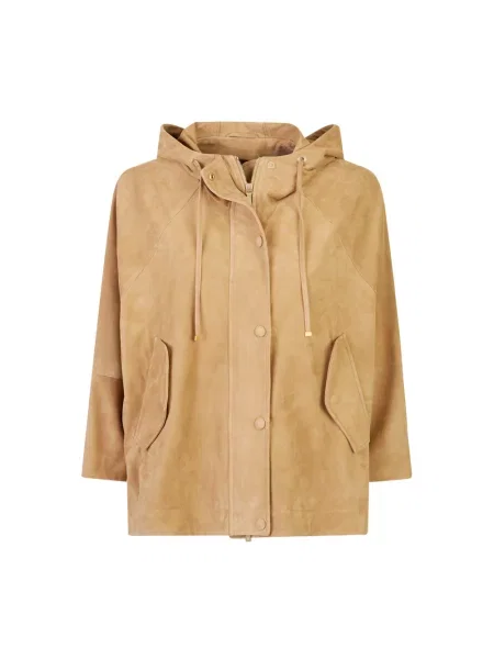 Kurtka skórzana Eleventy beżowa