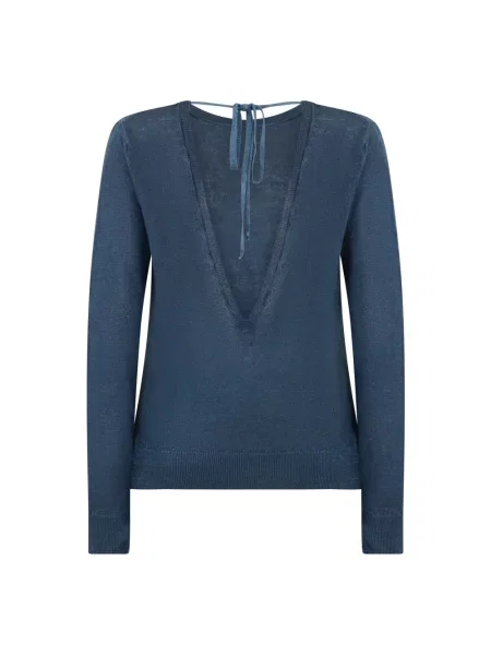 Lniany sweter 120% Lino niebieski