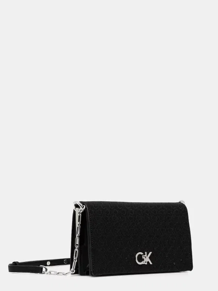 Mała torebka crossbody Calvin Klein skórzana czarna