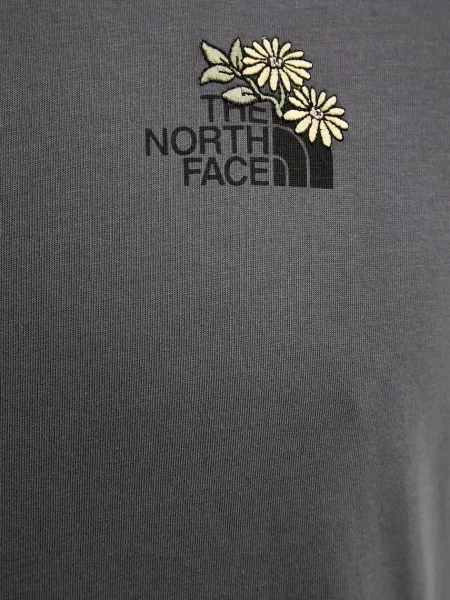 Футболка The North Face Flower Dome з принтом сірий