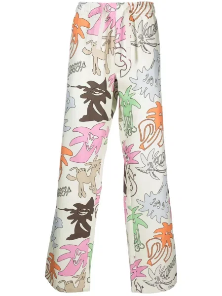 Pantaloni Palm Angels cu imagine alb