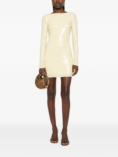 Rochie mini Patrizia Pepe cu paiete de costum galben