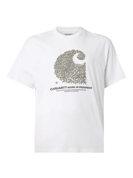 Carhartt WIP Tricou Entrance maro închis / kaki alb