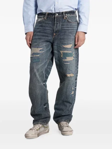 Blugi Evisu zdrențuiți albastru