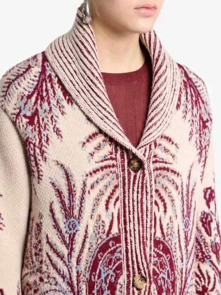 Palton Etro cu model floral din jacard roșu