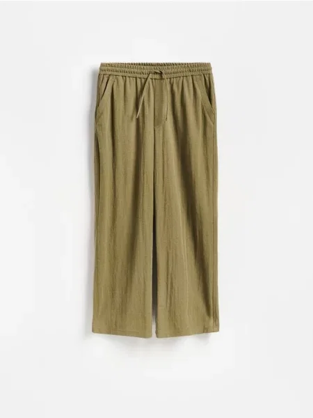 Reserved Pantaloni cu șnur decorativ verde-maroniu verde
