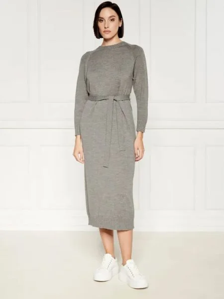 Max Mara Leisure De lână rochie cu cordon gri