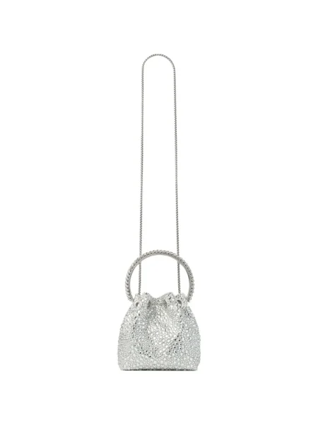 Geantă bucket Jimmy Choo de cristal argintiu