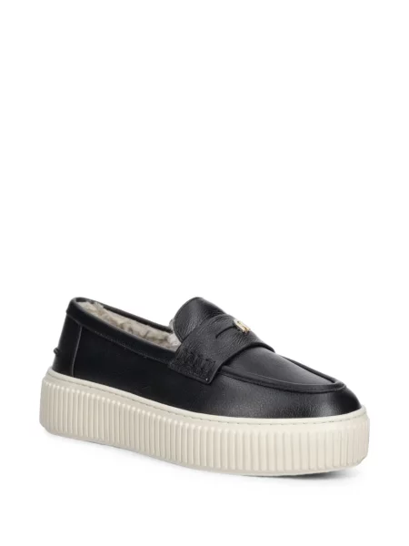 Pantofi loafer Furla din piele cu platformă negru