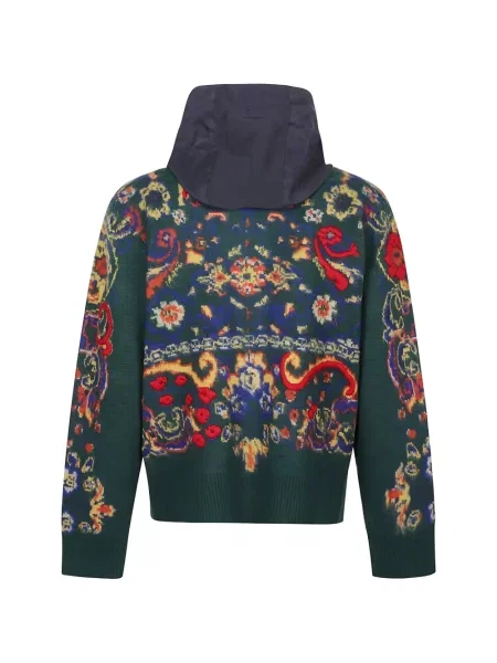 Geacă Sacai de lână cu model paisley verde