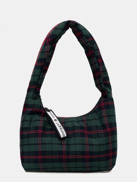 Geanta crossbody Tommy Jeans în carouri verde