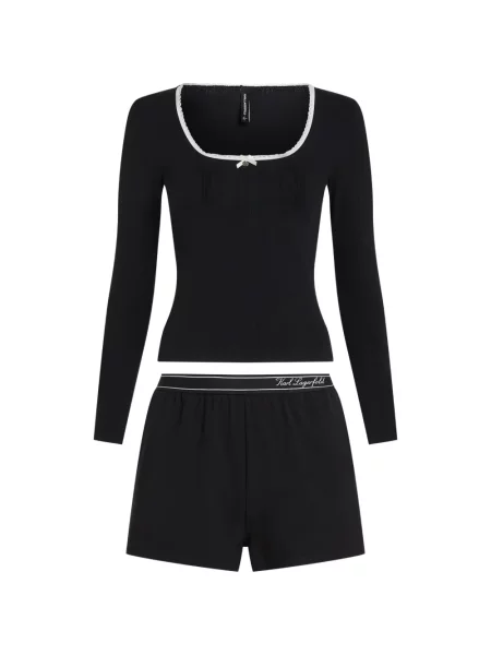 Pijamale Karl Lagerfeld din dantelă negru