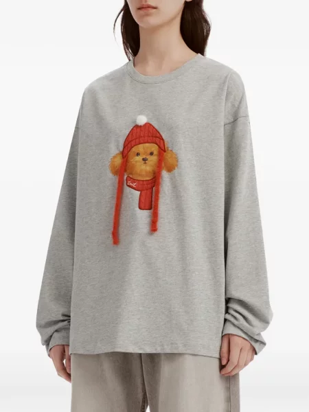 Lung tricou Tout A Coup cu imagine gri