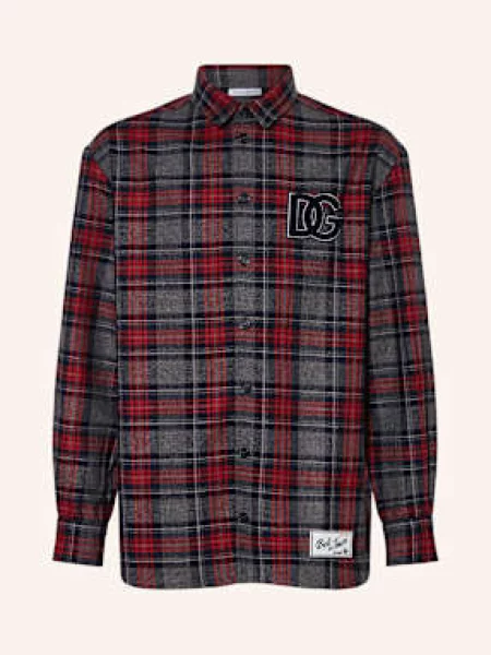 Dolce & Gabbana Flanelová Košile šedá/ tmavě modrá/ tmavě červená šedá