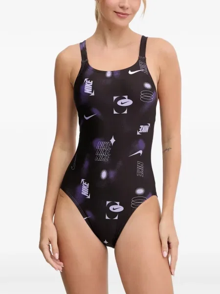Slip de baie Nike cu cordon cu imagine tricotate albastru