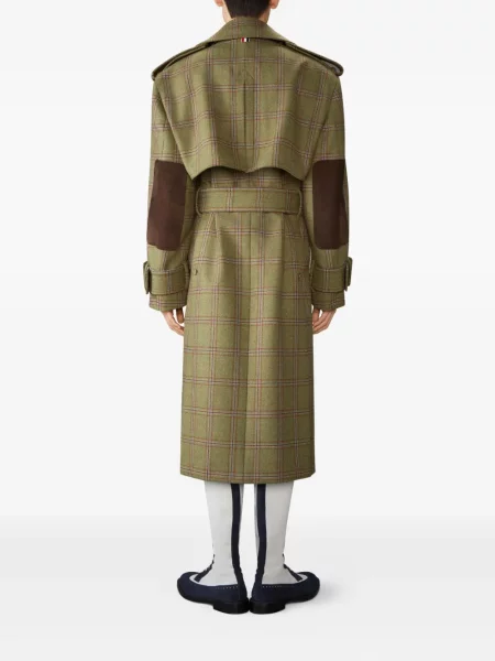 Trenci Thom Browne din tweed verde