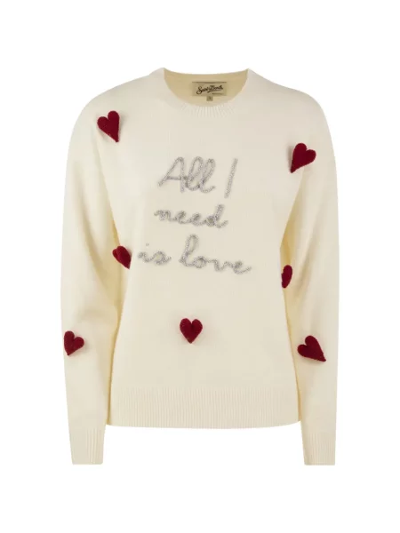 Pulover Mc2 Saint Barth cu aplicații cu motiv cu inimi