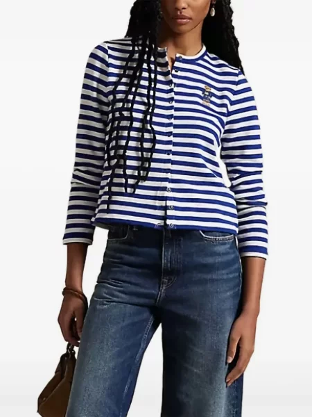 Lanena polo majica Polo Ralph Lauren karirana zelena