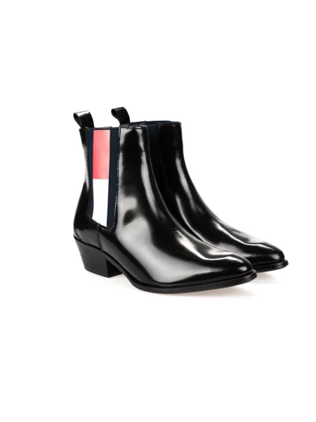 Botki Tommy Hilfiger skórzane czarne