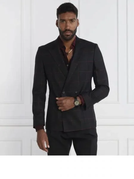 HUGO De lână sacou negru