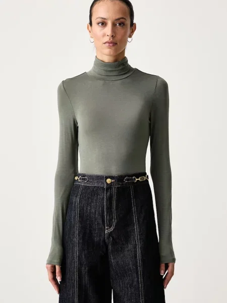 Scotch & Soda tričko s dlouhým rukávem z lyocellu zelené
